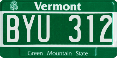 VT license plate BYU312