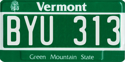 VT license plate BYU313