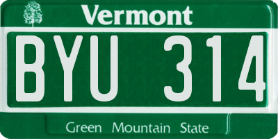 VT license plate BYU314