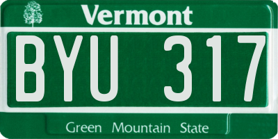VT license plate BYU317