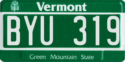 VT license plate BYU319