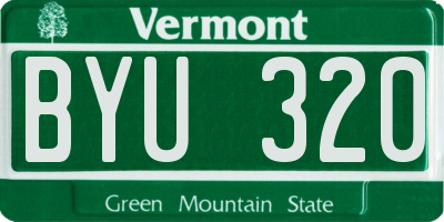 VT license plate BYU320
