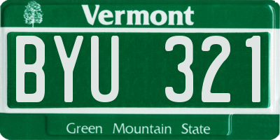 VT license plate BYU321