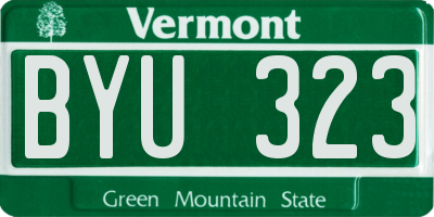VT license plate BYU323