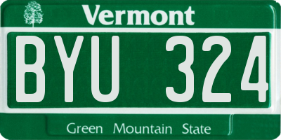 VT license plate BYU324