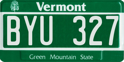 VT license plate BYU327