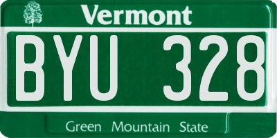 VT license plate BYU328