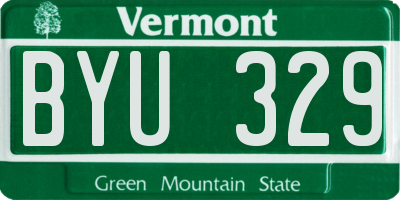VT license plate BYU329