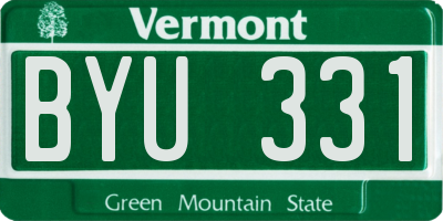 VT license plate BYU331