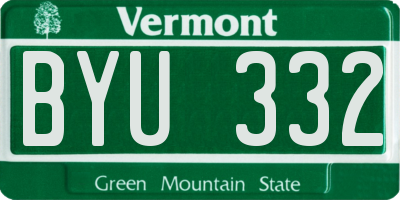 VT license plate BYU332