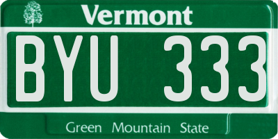 VT license plate BYU333