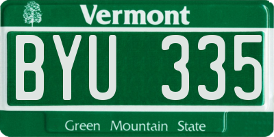 VT license plate BYU335