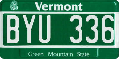 VT license plate BYU336