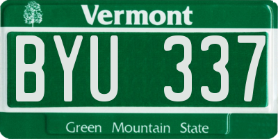 VT license plate BYU337