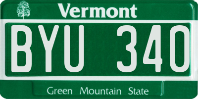 VT license plate BYU340