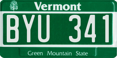 VT license plate BYU341