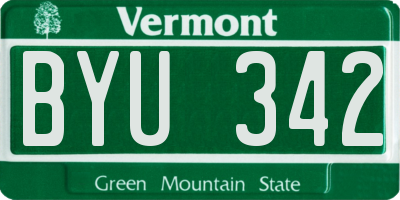 VT license plate BYU342