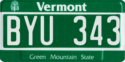 VT license plate BYU343