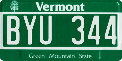 VT license plate BYU344