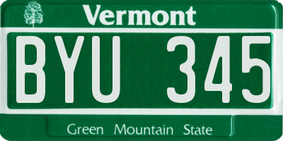 VT license plate BYU345