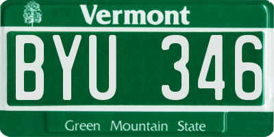 VT license plate BYU346