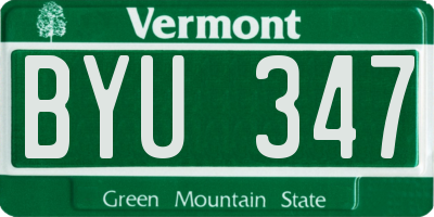 VT license plate BYU347