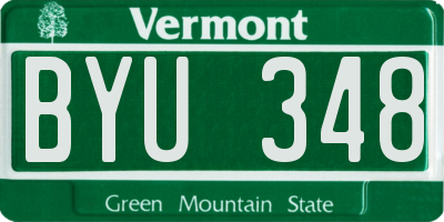 VT license plate BYU348