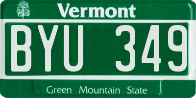 VT license plate BYU349