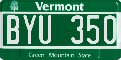 VT license plate BYU350
