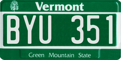 VT license plate BYU351