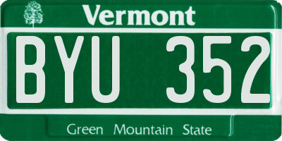 VT license plate BYU352