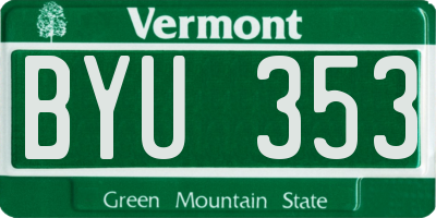 VT license plate BYU353