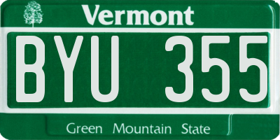 VT license plate BYU355