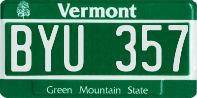 VT license plate BYU357