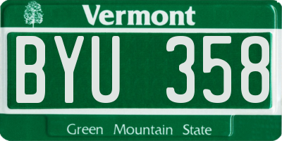 VT license plate BYU358