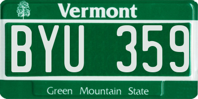 VT license plate BYU359