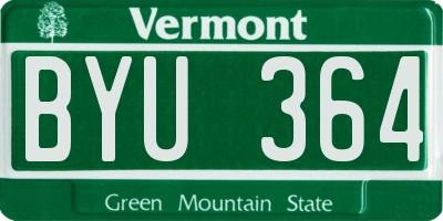VT license plate BYU364