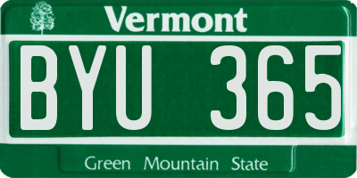 VT license plate BYU365