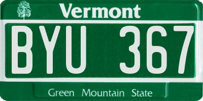 VT license plate BYU367