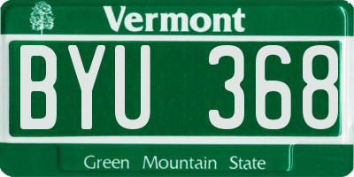 VT license plate BYU368