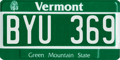 VT license plate BYU369