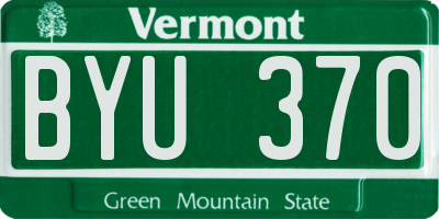 VT license plate BYU370