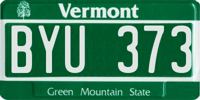 VT license plate BYU373