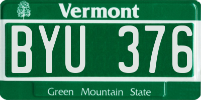 VT license plate BYU376