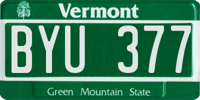 VT license plate BYU377