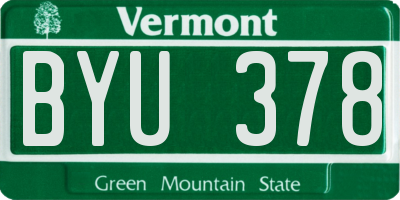 VT license plate BYU378