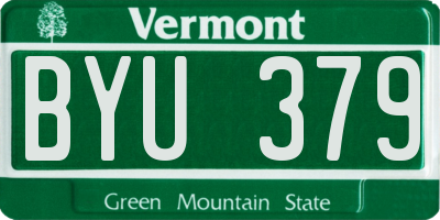 VT license plate BYU379