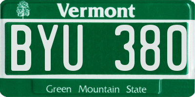 VT license plate BYU380
