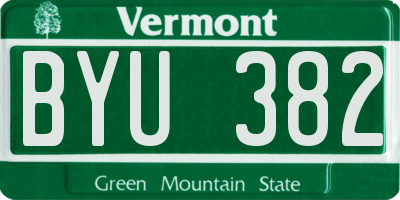VT license plate BYU382