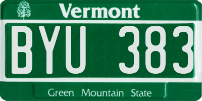 VT license plate BYU383